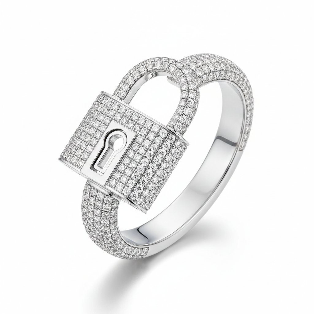 Bangle in white gold with full pavé diamonds